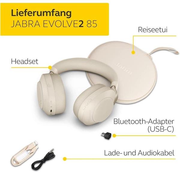 Kopfbügel-Headset Energiemerkmale & Konnektivität Jabra Evolve2 85 USB-C UC Stereo beige