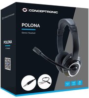 CONCEPTRONIC Headset Stereo AUX/Mikro/Bedien./Split.2.00m sw Eingabe / Ausgabe
