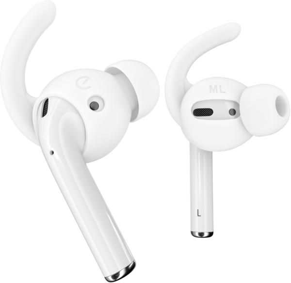 Keybudz EarBuddyz Ultra In-Ear Anti-Rutsch Silikon Ohrhörer Aufsatz für Apple AirPods, EarPods Kopfhörer Ohrhörer Zubehör, Ohrhaken Ohrbügel, rutschfest, Sport, weiß