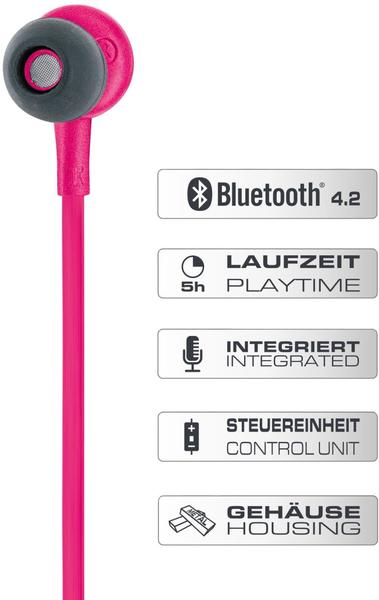 Schwaiger Bluetooth In-Ear Kopfhörer, magenta Kopfhörer