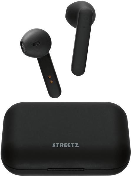 STREETZ True (Wireless, Stereo Earbuds mit integriertem Mikrofon und Schnelllade Case bis zu 12 Stunden Musikwiedergabe, Bequemer Halt) schwarz