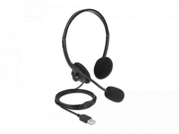 DeLock 27178 Kopfhörer - Headset Verkabelt Kopfband Büro/Callcenter USB Schwarz