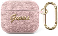 Guess Gua3Sasmp Airpods 3 H&uuml;lle Rosa/Rosa Saffiano Script Metal Kollektion - Rosa