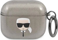 Karl Lagerfeld KLA3UKHGK AirPods 3 H&uuml;lle schwarz/schwarz Glitzer Karls Kopf - Bunt