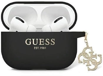 Guess Guess GUAP2LECG4K Hülle für AirPods Pro 2 Cover Schwarz Liquid Silicone Glitter Triangle Charm