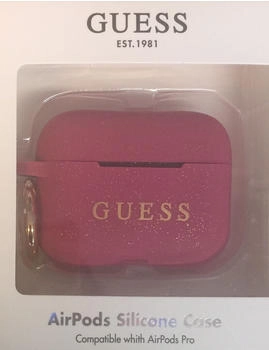 Guess Airpods Silicone Cover Ring Pink Glitter Case