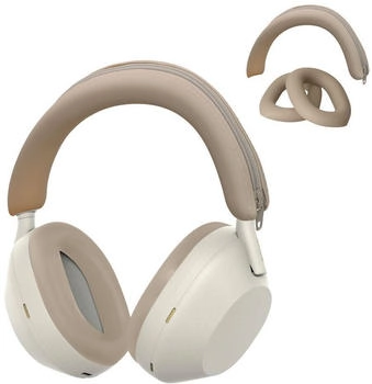 kwmobile Kopfband Abdeckung Ohrpolster Set kompatibel mit Sony WH-1000XM5 - Headband Case - Kopfh&ouml;rer Ersatz Polster - Schutz in Beige