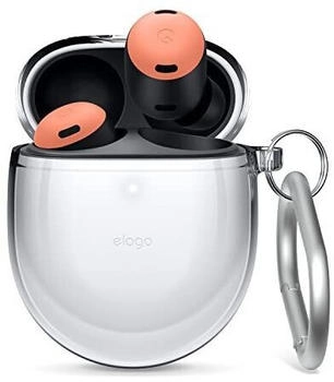 Elago Transparentes Hülle Kompatibel mit Google Pixel Buds Pro Case -TPU Transparentes Stoßfestes, Schützendes Gehäuse mit Schlüsselanhänger, Drahtloses Aufladen, Reduziertes Vergilben (Transparent)