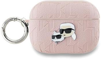 Karl Lagerfeld Karl Lagerfeld PU Embossed Karl and Choupette Heads Hülle für AirPods Pro 2 Pink