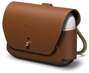 Elago Lederhülle mit Karabiner Kompatibel mit Apple AirPods Pro 2 Hülle (2022) und 1 Hülle - Ladecase, Case aus echtem Leder, [Passform Getestet] (Braun)