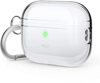 Elago Clear Case Hülle Kompatibel mit Apple AirPods Pro 2. Generation - Schutzhülle mit Schlüsselanhänger, Stoßfest, Inklusive Gel-Band, Kabelloses Aufladen, Reduziert Vergilben (Transparent)