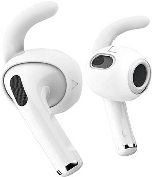 KeyBudz Keybudz EarBuddyz Silikon Ohrhörer Aufsätze für Apple AirPods 3, EarPods Kopfhörer Ohrhörer Zubehör, Ohrhaken Ohrbügel, rutschfest, Sport, weiß, Medium