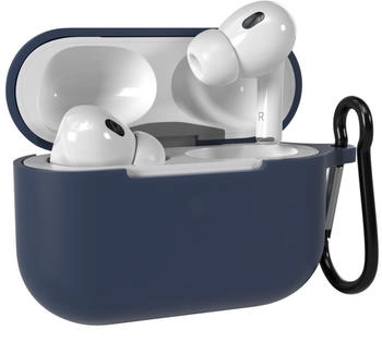 Eazy Case EAZY CASE Silikonhülle kompatibel mit Apple AirPods Pro 2, Silikoncase, Schutzhülle für AirPod, Cover, Qi-Charging möglich, rutschfest, Stoßfest, Kratzschutz, - Silikontasche, Nacht Blau