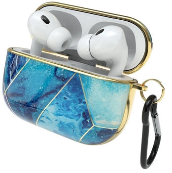 Eazy Case EAZY CASE Hülle in Marmoroptik kompatibel mit Apple AirPods Pro 2, Cover, Qi-Charging möglich, Rutschfestes Etui, Stoßfest, Kratzschutz, Schutzhülle für AirPod aus Polycarbonat, Blau