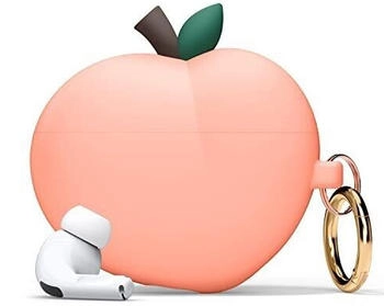 Elago Peach Hülle Kompatibel mit Apple AirPods Pro 2 Case, Pfirsich 3D Design Case Kompatibel mit AirPods Pro 2. Generation, Schlüsselanhänger Enthalten (Pfirsich)