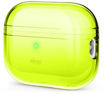 Elago Clear Case Hülle Kompatibel mit Apple AirPods Pro 2. Generation - Schutzhülle, Stoßfest, Inklusive Gel-Tape, Kabelloses Aufladen, Reduziert Vergilbung (Neon Gelb)