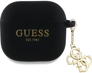 Guess Schutzhülle Silicone 4G Charm Case für AirPods 4, Schwarz