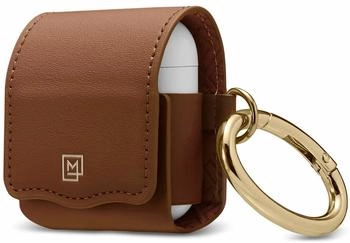 Spigen La Manon AirPods Case PU Leather brązowy/brown 074CS26378 (Kopfhörer Hülle), Kopfhörertasche + Schutzhülle, Braun