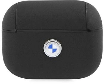 CG Mobile BMW BMAP2SSLBK for Apple AirPods Pro 2 cover black Geniune Leather Silver Logo