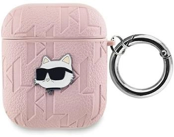 CG Mobile Karl Lagerfeld KLA2PGCHPP Apple AirPods 1/2 cover pink Monogram Choupette Head