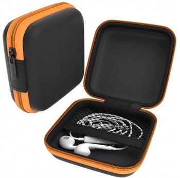 Eazy Case Kopfhörer Tasche Case Schutzhülle Aufbewahrungstasche Netzfach Eckig orange