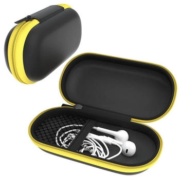 Eazy Case Kopfhörer Tasche Case Schutzhülle Aufbewahrungstasche Netzfach Oval gelb