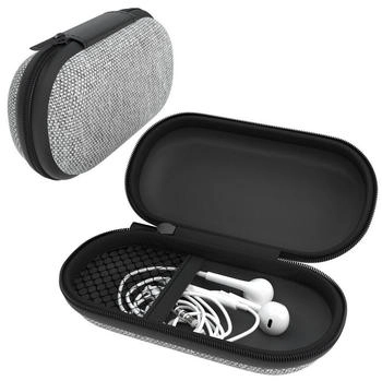 Eazy Case Kopfh&ouml;rer Tasche Case Schutzh&uuml;lle Aufbewahrungstasche Netzfach Oval grau