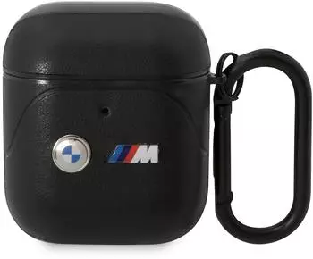 CG Mobile BMA222PVTK BMW Motorsport AirPods 1/2 Case Black Leather Curved Line