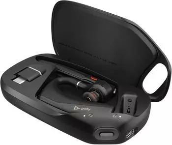 Poly Poly Voyager Legend 50-M Ladeetui Kabelloses Qi-Laden, Verlängert Sprechzeit auf bis zu 30 Stunden, Schwarz