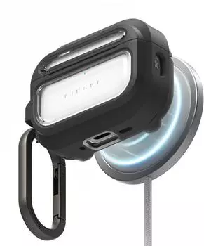 Ringke Ux Magnetisch Magsafe Apple Airpods Pro 3 Schwarz/Klar (Kopfhörer Hülle), Kopfhörertasche + Schutzhülle, Schwarz, Transparent