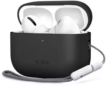 Tech-Protect Silikon Apple Airpods Pro 3 (Ladecase Hülle), Kopfhörertasche + Schutzhülle, Schwarz