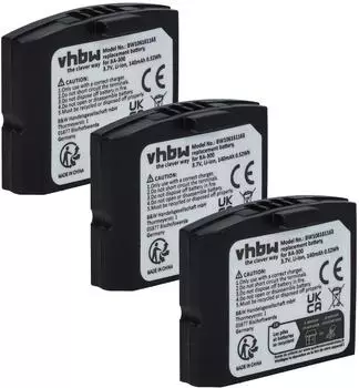 vhbw Ersatz-Akku für Kopfhörer Li-Polymer 140mAh 3,7V, 3er-Pack (120664802-13)