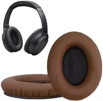 kwmobile Ersatz-Ohrpolster f&uuml;r QC35 QC35II QC25 QC15, 2er-Pack, Kunstleder, dunkelbraun (44519.18)