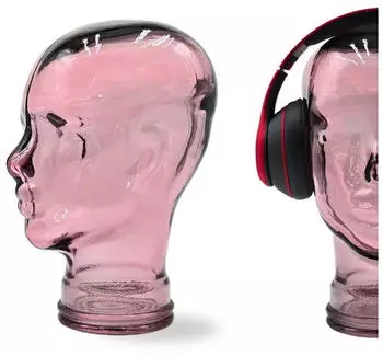 DESIGN DELIGHTS Glas Kopfh&ouml;rerst&auml;nder transparent + satin 29cm Glaskopf Skulptur T08 altrosa