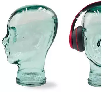 DESIGN DELIGHTS Glas Kopfh&ouml;rerst&auml;nder transparent + satin 29cm Glaskopf Skulptur T01 klar
