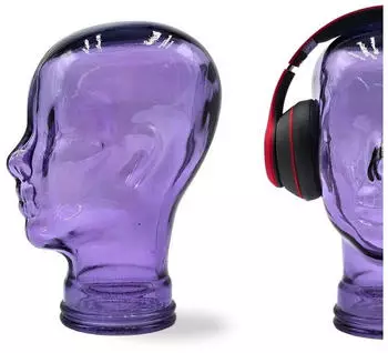 DESIGN DELIGHTS Glas Kopfh&ouml;rerst&auml;nder transparent + satin 29cm Glaskopf Skulptur T05 violett