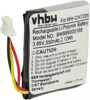 vhbw Ersatzakku für WH-XB910N Kopfhörer 550mAh 3,85V Li-Polymer (182780585-1)
