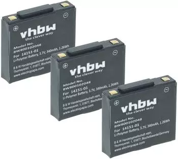 vhbw Li-Polymer Akku 340mAh 3,7V für Kopfhörer/Headset, 3er-Set (121959372-4)