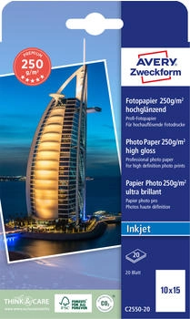 Avery Zweckform Fotopapier Premium 10x15cm 250g C2550-20