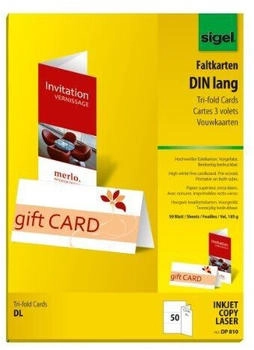 sigel DP810 Greeting Cards DL (A4) 50 sheets equal to 50 Pieces