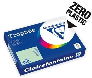Clairefontaine Troph&eacute;e Pastell A4, Ries 250 Blatt 160g, Verpackung komplett aus Papier - Gr&uuml;n (2635PC)