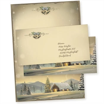 Tatmotive Weihnachtsbriefpapier Glöcknerhütte, A4, 90g/m², 100 Blatt + 100 Umschläge (05-0151-0090-00100)