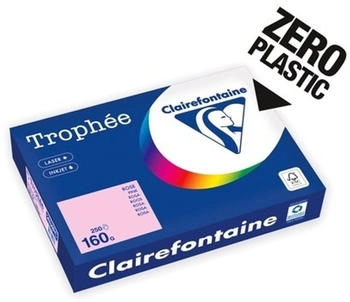 Clairefontaine Troph&eacute;e Pastell A4, Ries 250 Blatt 160g, Verpackung komplett aus Papier - Rose (2634PC)