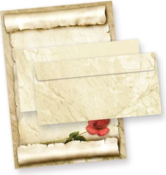 Tatmotive Briefpapier ROTE ROSE Set, A4, 90 g/m², 25 Blatt + 25 Umschläge (05-0057-0090-00050)