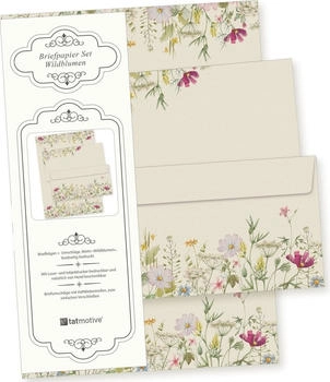 Tatmotive Briefpapier Wildblumen Set, A4, 90 g/m², 100 Blatt + 100 Umschläge (05-0148-0090-00100)