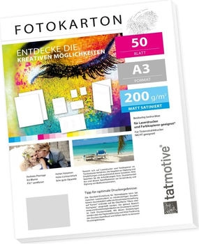 Tatmotive Fotopapier Fotokarton FA3200M50, A3, Farblaser, 200 g/m², beidseitig matt, 50 Blatt (01-0090-0203-00050)