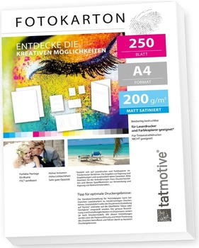 Tatmotive Fotopapier Fotokarton FA4200M250, A4, Farblaser, 200 g/m², beidseitig matt, 250 Blatt (01-0090-0200-00250)