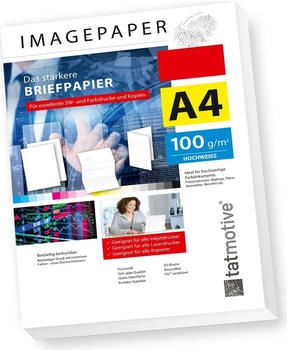 Tatmotive Farblaserpapier Imagepaper, A4, 100g/qm, hochweiß, satiniert, 250 Blatt (01-0091-0090-00051)