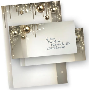 Tatmotive Weihnachtsbriefpapier Noblesse, A4, 90 g/m², 100 Blatt + 100 Umschläge (SKU03-0097-0090-00100)