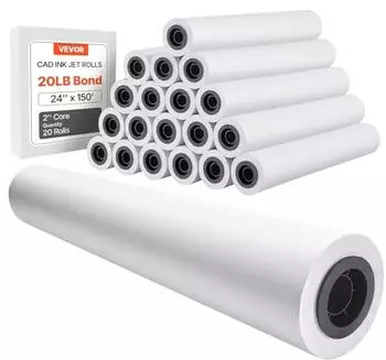 VEVOR Plotterpapier Gro&szlig;format 610mm x 45,7m, 80g/m&sup2;, 50,8mm Kern, 6 Rollen (24 in x 150 ft)